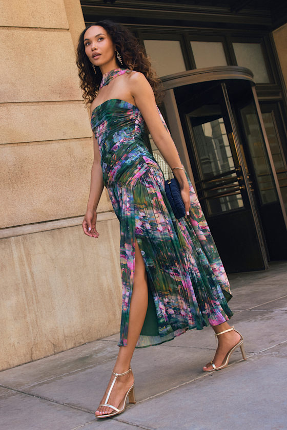 Nellie Blue Multi Strapless Midi Dress & Scarf Set 1