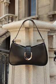 Oh-So Chic Black Buckle Shoulder Bag 1