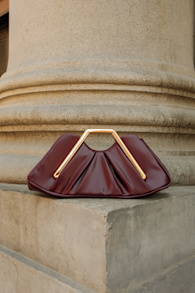 Sabrine Brown Ruched Clutch 1