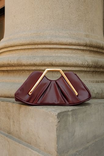 Sabrine Brown Ruched Clutch 1