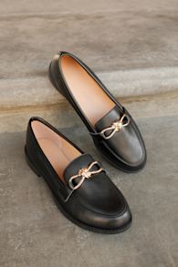 Ayan Black Horsebit Loafer Flats 1