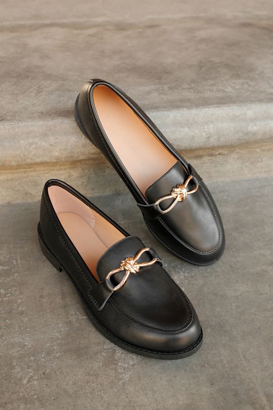Ayan Black Horsebit Loafer Flats 1