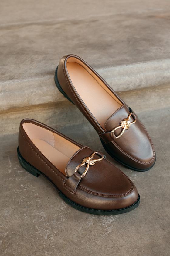 Ayan Brown Horsebit Loafer Flats 1