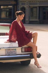 Duxbury Burgundy Dolman Sleeve Mini Dress 1
