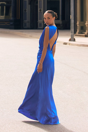 Marybeth Royal Blue Satin Open-Back Maxi Dress 1