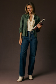 Ribcage Medium Wash Wide-Leg High-Rise Denim Jeans 1