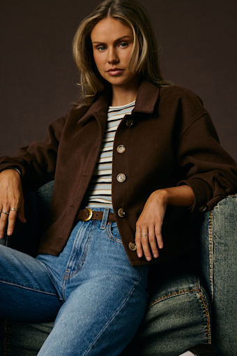 Comfy Essence Brown Cropped Shacket 1