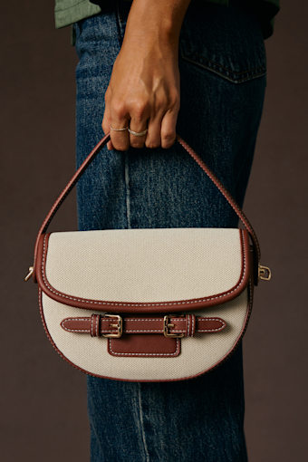 Topanga Beige Canvas Crossbody Handbag 1
