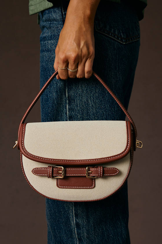 Topanga Beige Canvas Crossbody Handbag 1