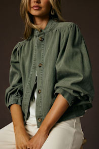 Fairfax Olive Green Button-Up Bomber Jacket 1