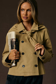 Thames Taupe Cropped Trench Coat 1