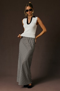 Doyle Black Gingham Maxi Skirt 1
