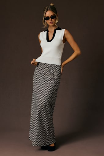 Doyle Black Gingham Maxi Skirt 1