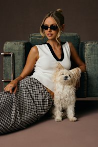 Henriette Ivory and Black Collared Sweater Top 1