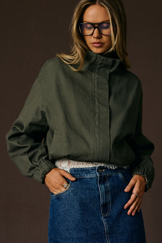 Malena Dark Olive Zip-Up Jacket 1