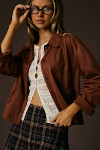 Hilary Brown Suede Collared Jacket 1