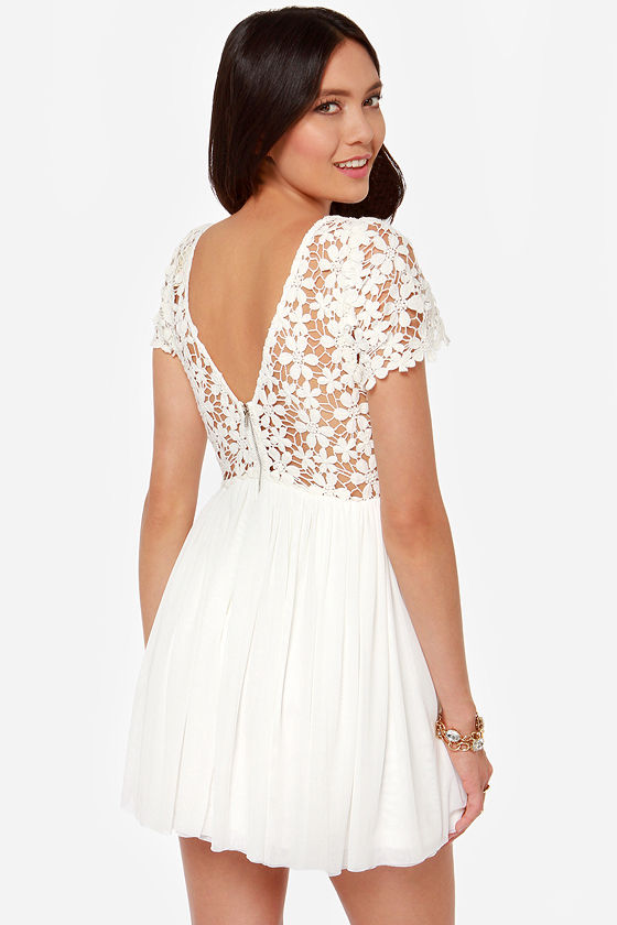 short ivory lace dress