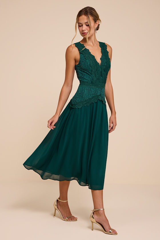Zooey Emerald Green Lace Backless Midi Dress - thumbnail 4