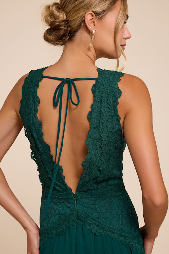 Zooey Emerald Green Lace Backless Midi Dress - thumbnail 5
