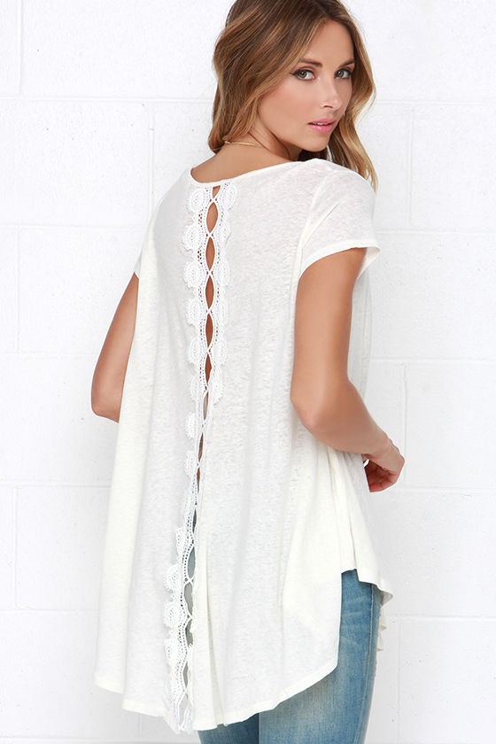 Cream Lace Top main image 1