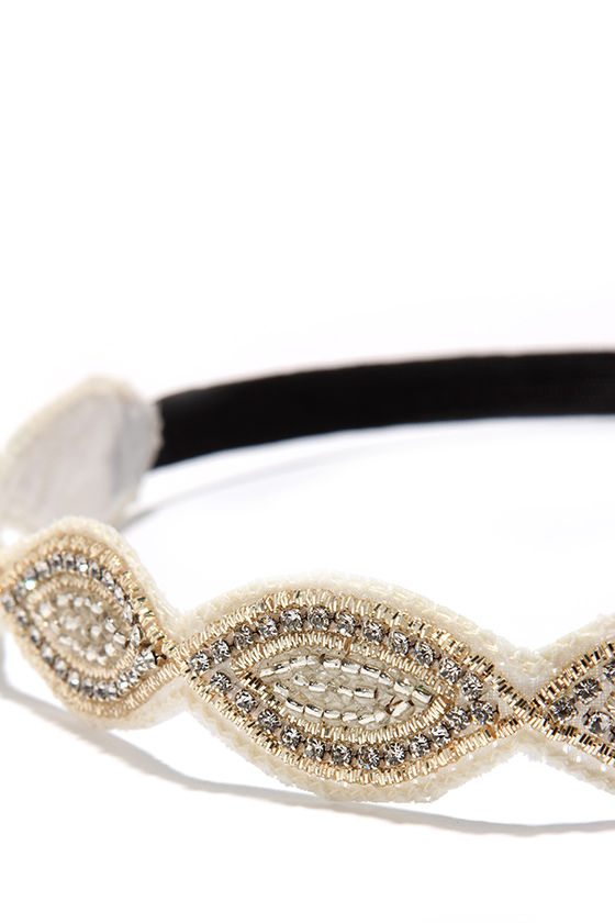 Pretty Gold Headband Beaded Headband Rhinestone Headband 16.00