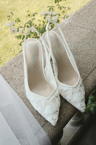 Nikki Ivory Beaded Embroidered Slingback Pumps 1