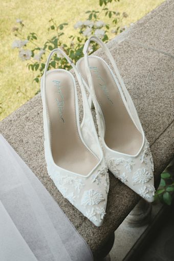 Nikki Ivory Beaded Embroidered Slingback Pumps 1
