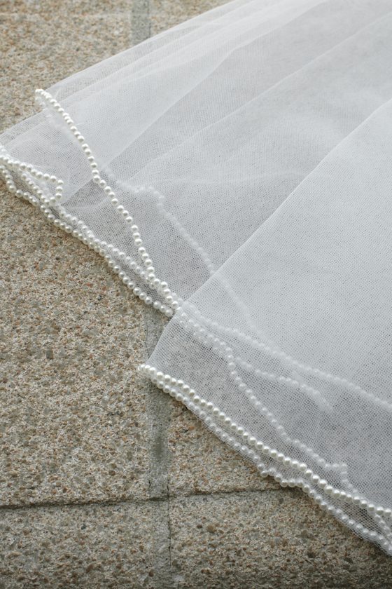 Kaya White Mesh Beaded Short Veil 2