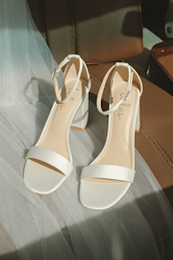 Arylee White Ankle Strap Heels 1