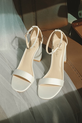 Arylee White Ankle Strap Heels 1