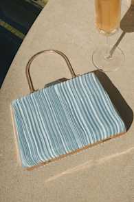 Ezra Light Blue Pleated Crossbody Clutch 1