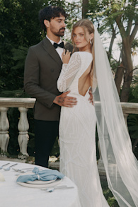 Deedra White Sequin Beaded Backless Maxi Dress 1