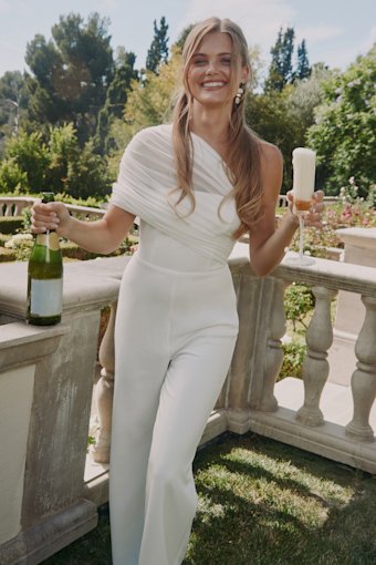 Kimia White Mesh Asymmetrical Jumpsuit 1