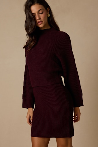 Toasty Times Dark Purple Long Sleeve Two-Piece Sweater Dress 6