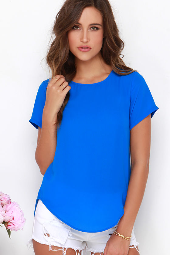 Chic Blue Top - Short Sleeve Top - High Low Top - $37.00 - Lulus