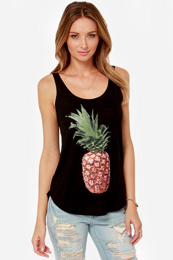 Billabong Cooladas Black Tank Top Pineapple Shirt 24.00 Lulus