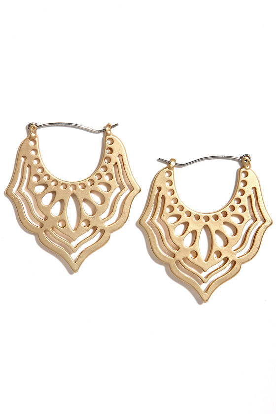 Lovely Gold Earrings - Matte Gold Earrings - Laser Cut Earrings - $14. ...