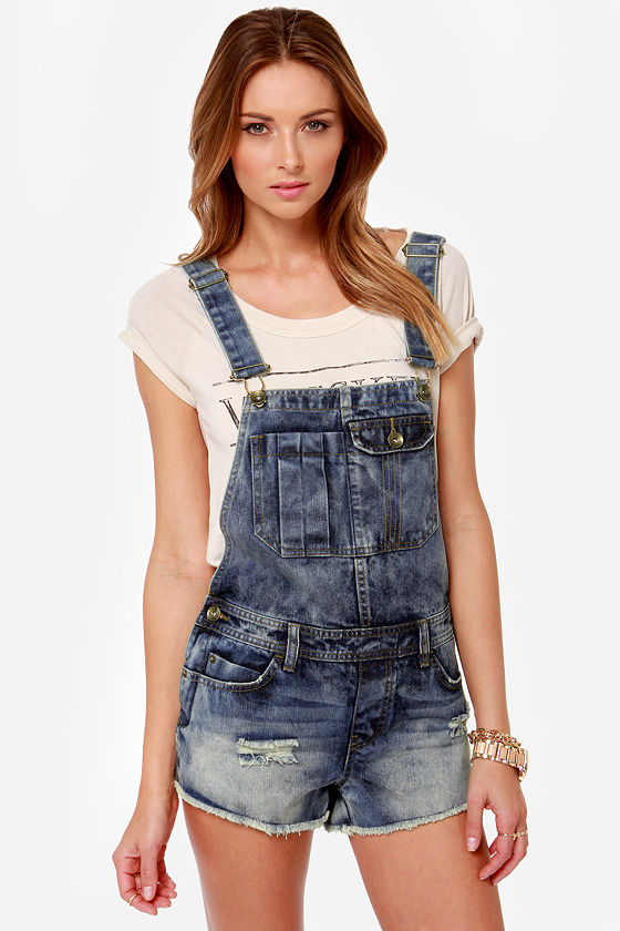 Billabong Ovah n Ovah - Denim Overalls - Overall Shorts - $59.50 - Lulus