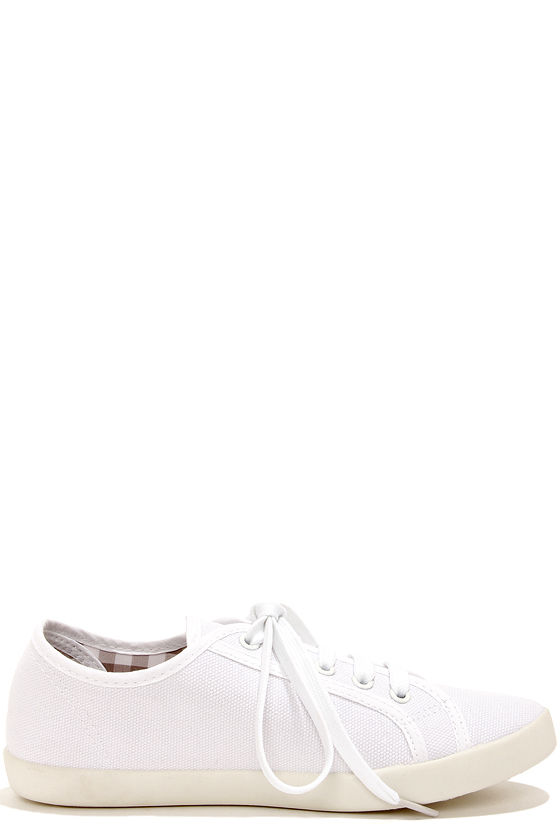 Cute White Sneakers - Lace-Up Sneakers - White Shoes - $17.00