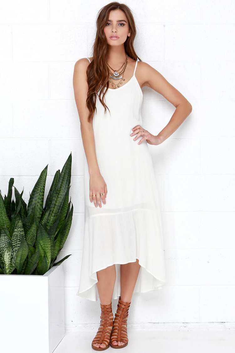 lulus ivory midi dress Cute - Ivory Dress - High-Low Dress - $44.00 Jules