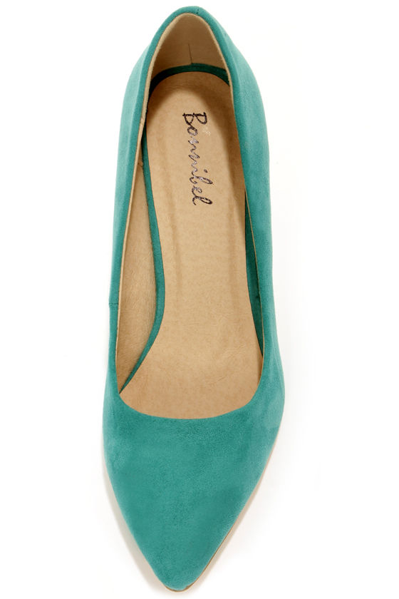 Cute Sea Green Heels - Pointed Pumps - High Heels - $27.00