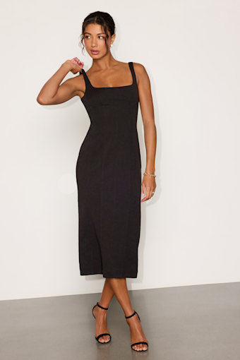 Romy Black Crepe Midi Dress 6