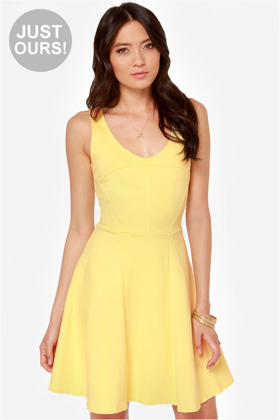 Cute Yellow Dress - Skater Dress - Fit and Flare Dress - $42.00 - Lulus