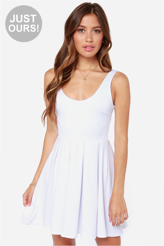Cute White Dress - Skater Dress - Pleated Dress - $43.00 - Lulus