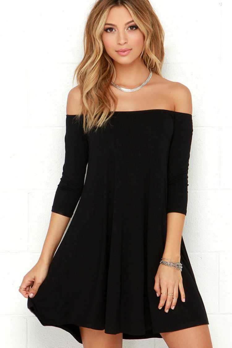 Chic Black Dress - Off-the-Shoulder Dress - Shift Dress - $34.00 - Lulus Chic Black Dress - Off-the-Shoulder Dress - Shift Dress - $34.00 - Lulus