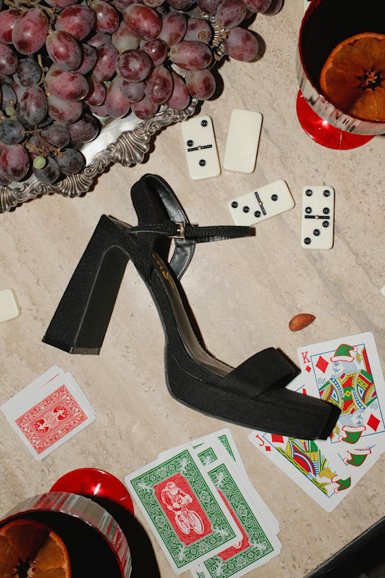 Reeze Black Platform High Heel Sandals 1