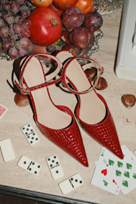 Wilson Red Croc Pointed-Toe Pumps 1