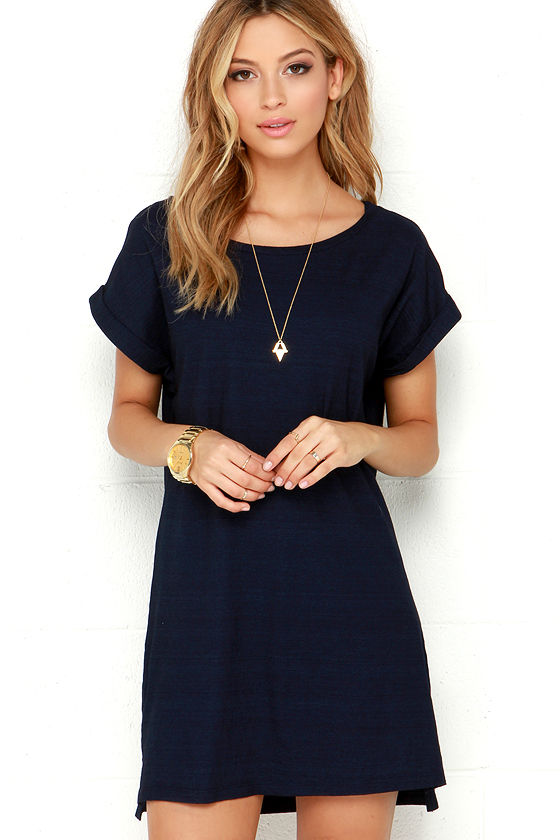 Obey Tatum Dress  Navy  Blue Dres Shirt  Dress  T Shirt  