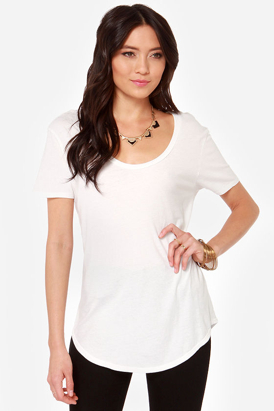 RVCA Pippi Ivory Tee Ivory Top 26.00 Lulus