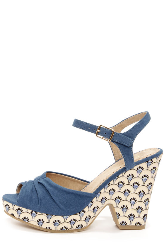 Cute Blue Heel - Print Heels - High Heel Sandals - $57.00 - Lulus